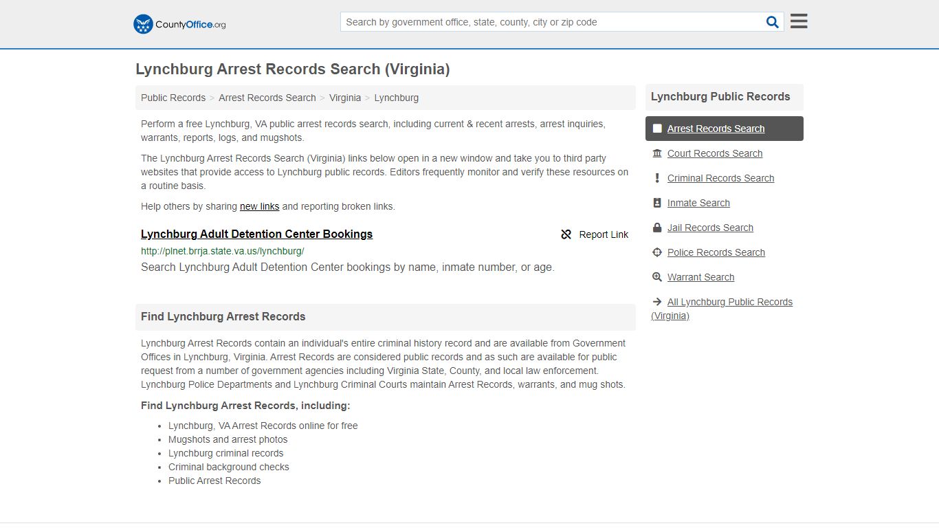 Arrest Records Search - Lynchburg, VA (Arrests & Mugshots) - County Office