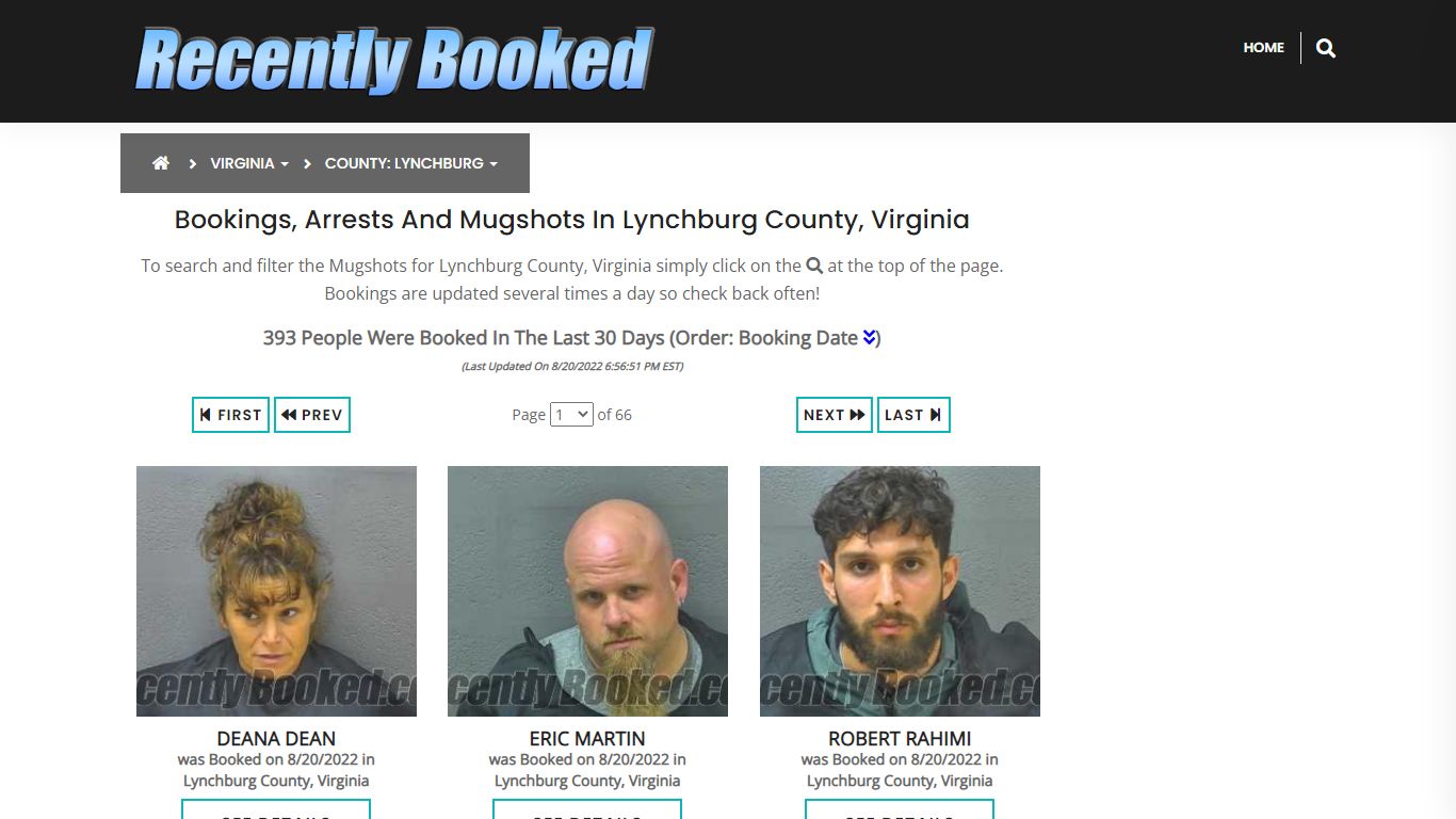 Bookings, Arrests and Mugshots in Lynchburg County, Virginia